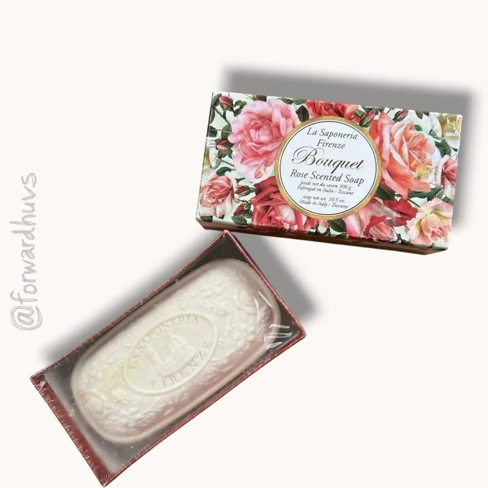 La Saponeria Firenze Rose Scented Luxury Soap – 10.5oz – Italian Artisan Bar